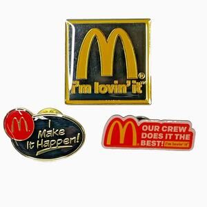 Lot of 3 McDonald's Employee Crew Lapel Hat Pin I Make it Happen! Im Lovin' It